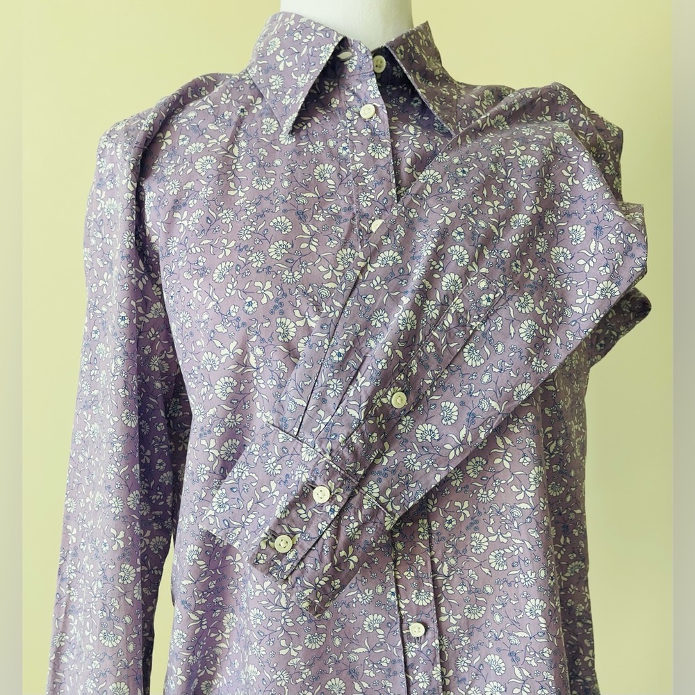 Gap Long Sleeve White and Purple Flower Print Dress Shirt Size 12 EUC - Picture 5 of 8